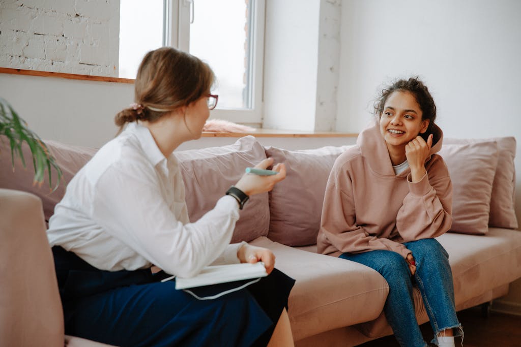 Young Woman Talking with Therapist